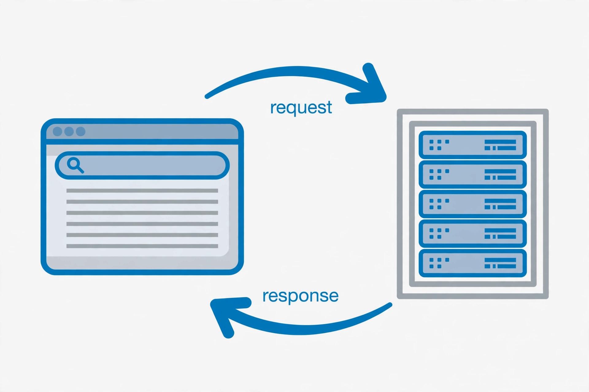Diagram: a browser sends a request to a server, and the server sends back a response carrying an HTTP status code
