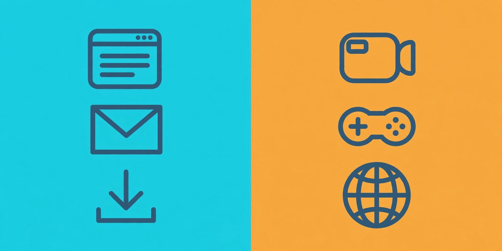 Illustration of TCP use cases like web pages, email, and file downloads versus UDP use cases like video calls, games, and DNS