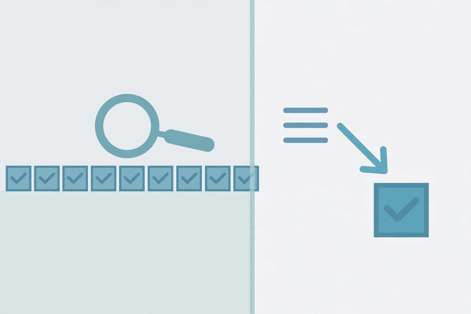 Diagram contrasting checking every box one by one with a direct arrow from a sorted index to one box