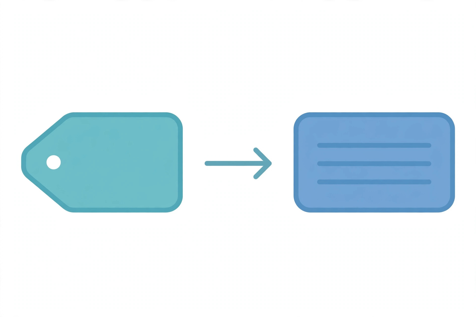 Diagram of a name tag mapping with an arrow to an address card